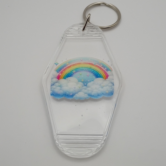 Vintage Style Clear Rainbow Keychain - Picture 1 of 3